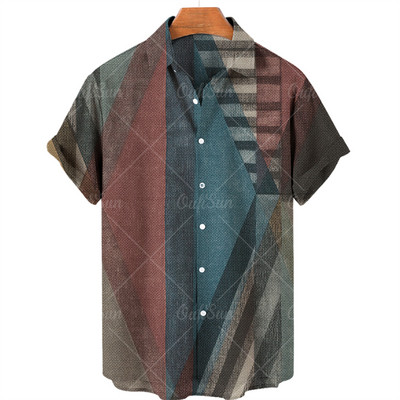 Muška havajska košulja Muška prevelika vintage košulja kratkih rukava za muškarce Modna ljetna košulja za plažu s kubanskim ovratnikom Muška odjeća