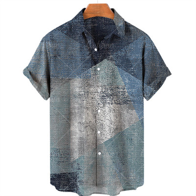 Muška havajska košulja Muška prevelika vintage košulja kratkih rukava za muškarce Modna ljetna košulja za plažu s kubanskim ovratnikom Muška odjeća