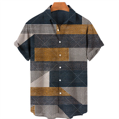 Muška havajska košulja Muška prevelika vintage košulja kratkih rukava za muškarce Modna ljetna košulja za plažu s kubanskim ovratnikom Muška odjeća