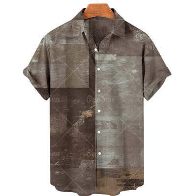 Muška havajska košulja Muška prevelika vintage košulja kratkih rukava za muškarce Modna ljetna košulja za plažu s kubanskim ovratnikom Muška odjeća
