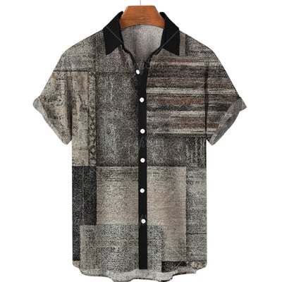 Muška havajska košulja Muška prevelika vintage košulja kratkih rukava za muškarce Modna ljetna košulja za plažu s kubanskim ovratnikom Muška odjeća