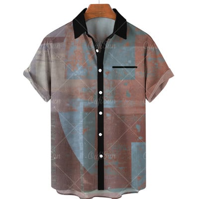 Muška havajska košulja Muška prevelika vintage košulja kratkih rukava za muškarce Modna ljetna košulja za plažu s kubanskim ovratnikom Muška odjeća
