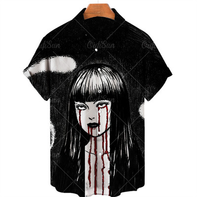 Cămașă hawaiană 2022 Cămașă pentru bărbați cu mânecă scurtă cu imprimeu de groază în 3d, Top cool Camicias, cu imprimeu vintage, unisex, 5xl