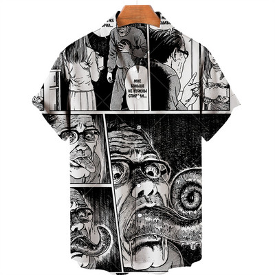 Cămașă hawaiană 2022 Cămașă pentru bărbați cu mânecă scurtă cu imprimeu de groază în 3d, Top cool Camicias, cu imprimeu vintage, unisex, 5xl