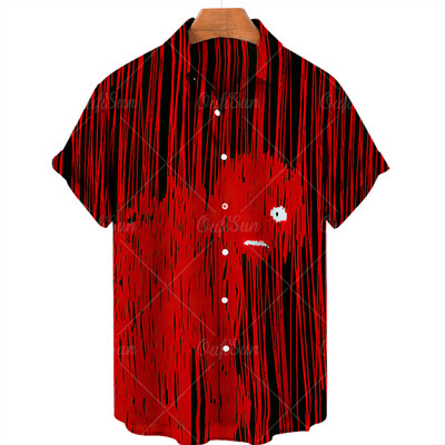 Cămașă hawaiană 2022 Cămașă pentru bărbați cu mânecă scurtă cu imprimeu de groază în 3d, Top cool Camicias, cu imprimeu vintage, unisex, 5xl