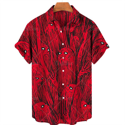 Cămașă hawaiană 2022 Cămașă pentru bărbați cu mânecă scurtă cu imprimeu de groază în 3d, Top cool Camicias, cu imprimeu vintage, unisex, 5xl