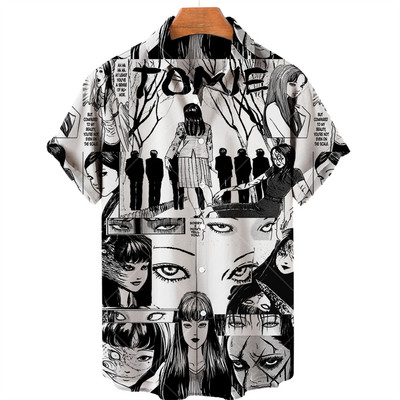 Cămașă hawaiană 2022 Cămașă pentru bărbați cu mânecă scurtă cu imprimeu de groază în 3d, Top cool Camicias, cu imprimeu vintage, unisex, 5xl