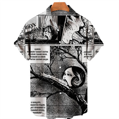 Cămașă hawaiană 2022 Cămașă pentru bărbați cu mânecă scurtă cu imprimeu de groază în 3d, Top cool Camicias, cu imprimeu vintage, unisex, 5xl