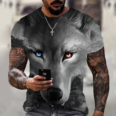 3D Print Wolf Férfi póló Nyári Túlméretezett rövid ujjú felsők Pulóver 2023 Divat Utcai ruházat Menő férfi ruhák Olcsó pólók