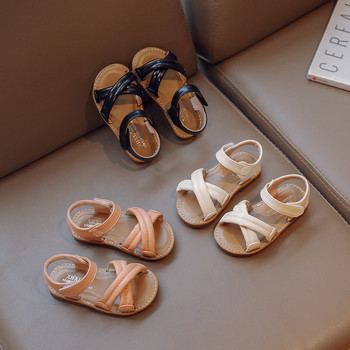 Σανδάλια για κοριτσάκια χιαστί Soft Pu Leather Kids Sliders Καλοκαίρι 21-30 Ευέλικτο απλό σχέδιο Παιδικά ίσια παπούτσια με ανοιχτό δάχτυλο