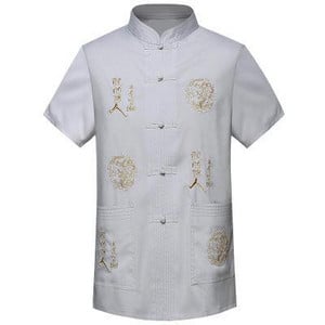 Kineski tradicionalni gornji dio odjeće s mandarinskim ovratnikom Kung Fu Wing Chun gornji dio odjeće kratkih rukava Majica s vezom Zmaj M-XXXL