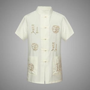 Kineski tradicionalni gornji dio odjeće s mandarinskim ovratnikom Kung Fu Wing Chun gornji dio odjeće kratkih rukava Majica s vezom Zmaj M-XXXL