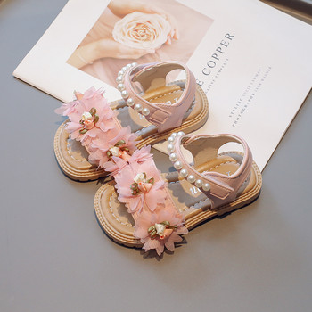 Сандали за момичета Летни апликации Мъниста Розови бежови Детски плъзгачи Елегантни красиви 23-35 Стилни неплъзгащи се удобни детски обувки