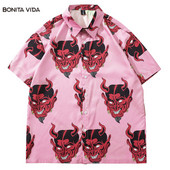 Havajske košulje za muškarce kratkih rukava Oversize Ljetna Aloha majica Harajuku Ženske košulje Devil print Tanke cool grafičke majice