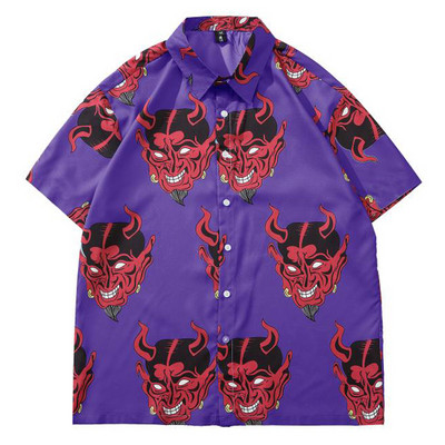Havajske košulje za muškarce kratkih rukava Oversize Ljetna Aloha majica Harajuku Ženske košulje Devil print Tanke cool grafičke majice