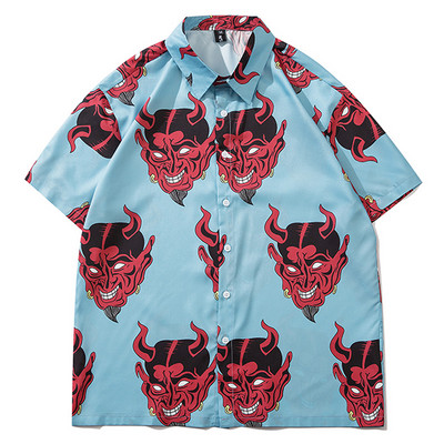 Havajske košulje za muškarce kratkih rukava Oversize Ljetna Aloha majica Harajuku Ženske košulje Devil print Tanke cool grafičke majice