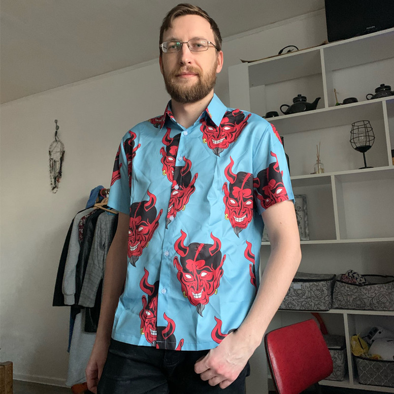 Havajske košulje za muškarce kratkih rukava Oversize Ljetna Aloha majica Harajuku Ženske košulje Devil print Tanke cool grafičke majice