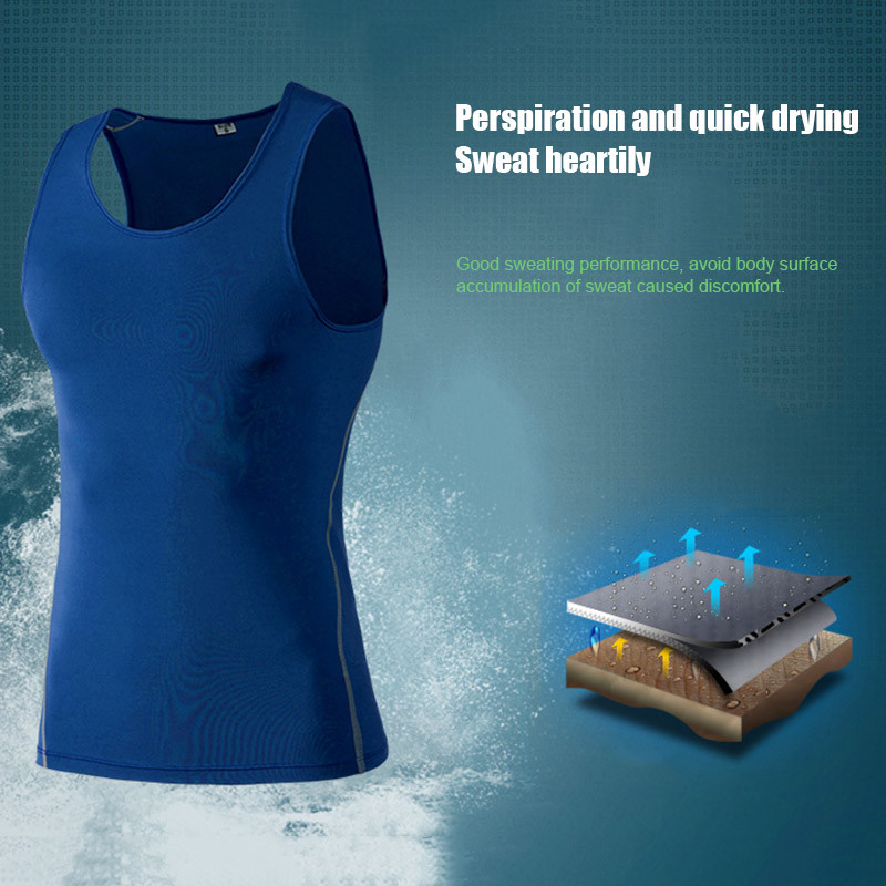 Muški kompresijski donji sloj, prsluk bez rukava, majica bez rukava, brzosušeća sportska teretana ispod majice AIC88