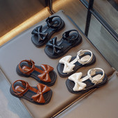 Ljetne dječje sandale, debele mašne, elegantne klizače za djevojčice 26-36, tri boje od pu kože Morden, neklizajuće, udobne dječje cipele