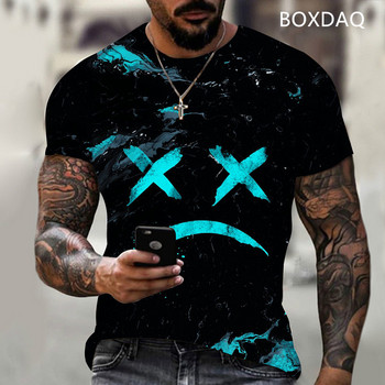 Καλοκαιρινό ζεστό μπλουζάκι για άντρες 3D Funny Smiley Print Ανδρικό T-shirt Hip Hop Street Fashion Tops Oversized ανδρικά ρούχα Top 6XL футболка