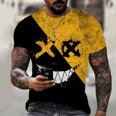 Karšti vasaros marškinėliai vyrams 3D Juokingi Smiley Print Vyriški marškinėliai Hip Hop Street Fashion Tops Oversized Vyriški drabužiai 6XL футболка