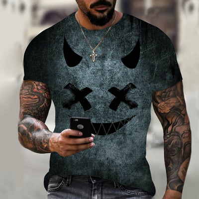 Karšti vasaros marškinėliai vyrams 3D Juokingi Smiley Print Vyriški marškinėliai Hip Hop Street Fashion Tops Oversized Vyriški drabužiai 6XL футболка