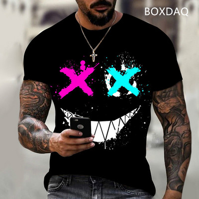 Karšti vasaros marškinėliai vyrams 3D Juokingi Smiley Print Vyriški marškinėliai Hip Hop Street Fashion Tops Oversized Vyriški drabužiai 6XL футболка