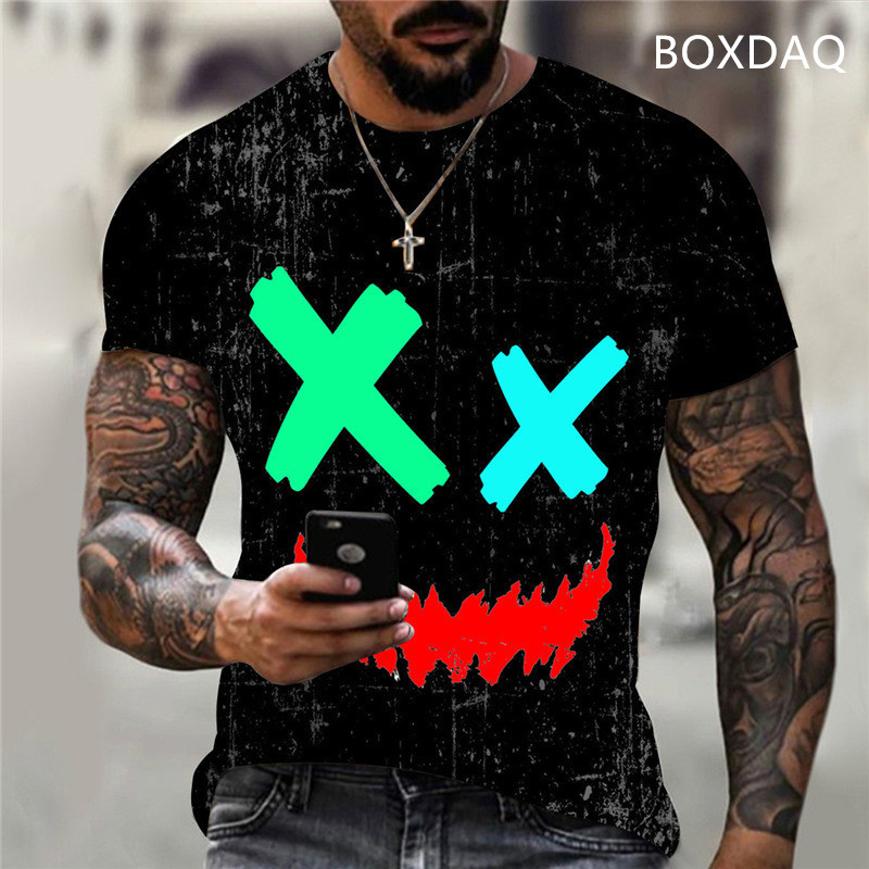 Karšti vasaros marškinėliai vyrams 3D Juokingi Smiley Print Vyriški marškinėliai Hip Hop Street Fashion Tops Oversized Vyriški drabužiai 6XL футболка