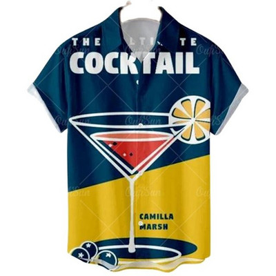 Hawaii meeste lühikeste varrukatega särk, US Route 66 3D prinditud hip-hop oversize särk. USA, roki stiil, juhuslik