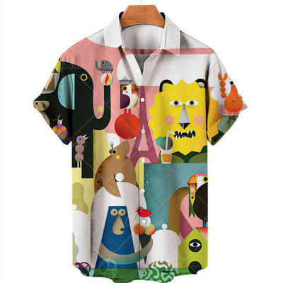 Cvjetne košulje za muškarce, kratkih rukava, košulja sa životinjskim 3D printom, vintage party, ležerna ljetna havajska praznična muška majica S-5xl