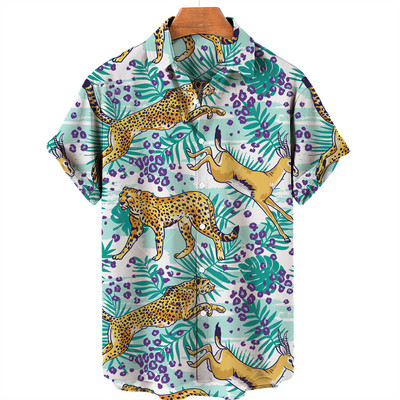 Cvjetne košulje za muškarce, kratkih rukava, košulja sa životinjskim 3D printom, vintage party, ležerna ljetna havajska praznična muška majica S-5xl