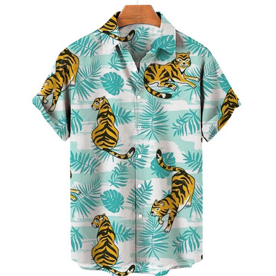 Cvjetne košulje za muškarce, kratkih rukava, košulja sa životinjskim 3D printom, vintage party, ležerna ljetna havajska praznična muška majica S-5xl
