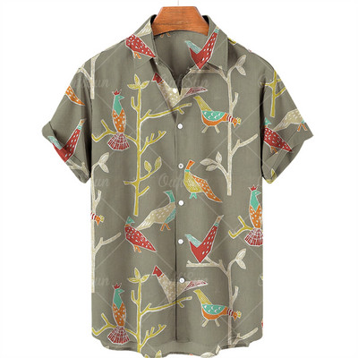Cvjetne košulje za muškarce, kratkih rukava, košulja sa životinjskim 3D printom, vintage party, ležerna ljetna havajska praznična muška majica S-5xl