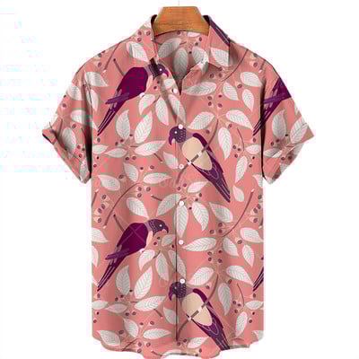 Cvjetne košulje za muškarce, kratkih rukava, košulja sa životinjskim 3D printom, vintage party, ležerna ljetna havajska praznična muška majica S-5xl