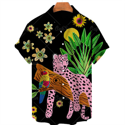 Cvjetne košulje za muškarce, kratkih rukava, košulja sa životinjskim 3D printom, vintage party, ležerna ljetna havajska praznična muška majica S-5xl