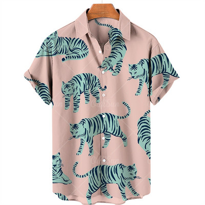 Cvjetne košulje za muškarce, kratkih rukava, košulja sa životinjskim 3D printom, vintage party, ležerna ljetna havajska praznična muška majica S-5xl