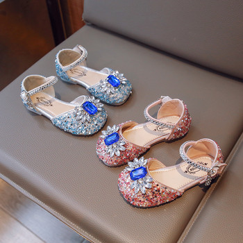 Πολυτελή παπούτσια Princess για κορίτσια Crystal Diamante Glimmer Παιδικά επίπεδα παπούτσια Shallow Cover Toe 23-36 Fashion Pink Blue Παιδικά παπούτσια