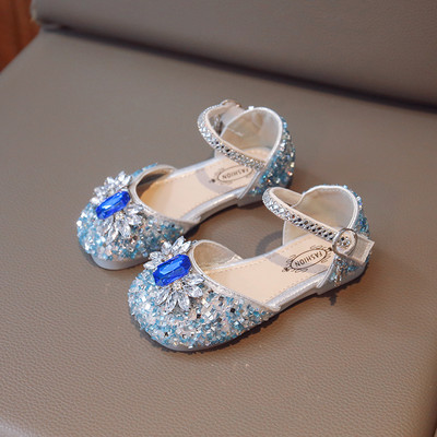 Luksuzne cipele za princezu za djevojčice Crystal Diamante Glimmer Dječje ravne cipele s plitkim vrhom 23-36 Modne ružičasto plave dječje cipele