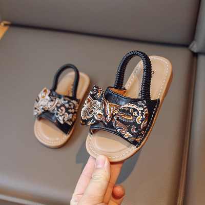 Sandale za djevojčice, boemski stil, elastična traka od pu kože, dječje klizače 21-30, dječje cipele s otvorenim prstima, ljetne praznike, ravne cipele