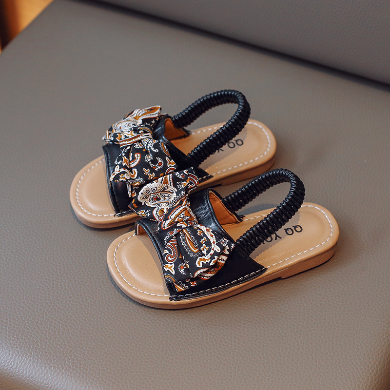 Sandale za djevojčice, boemski stil, elastična traka od pu kože, dječje klizače 21-30, dječje cipele s otvorenim prstima, ljetne praznike, ravne cipele