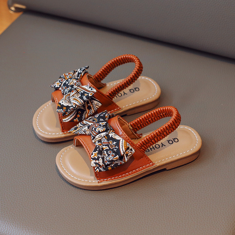Sandale za djevojčice, boemski stil, elastična traka od pu kože, dječje klizače 21-30, dječje cipele s otvorenim prstima, ljetne praznike, ravne cipele