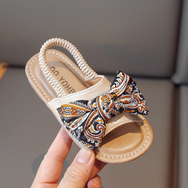 Sandale za djevojčice, boemski stil, elastična traka od pu kože, dječje klizače 21-30, dječje cipele s otvorenim prstima, ljetne praznike, ravne cipele