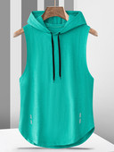 Suvised kapuutsiga meeste varrukateta dressipluus Kulturismivest Spordirõivad Treening Jõusaalitopid Meeste riided