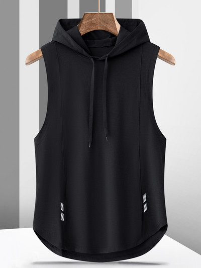 Suvised kapuutsiga meeste varrukateta dressipluus Kulturismivest Spordirõivad Treening Jõusaalitopid Meeste riided