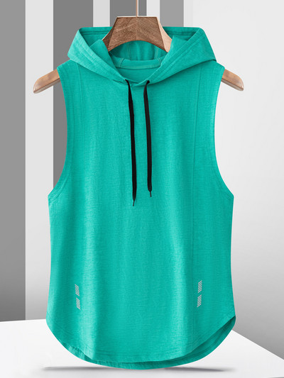 Suvised kapuutsiga meeste varrukateta dressipluus Kulturismivest Spordirõivad Treening Jõusaalitopid Meeste riided