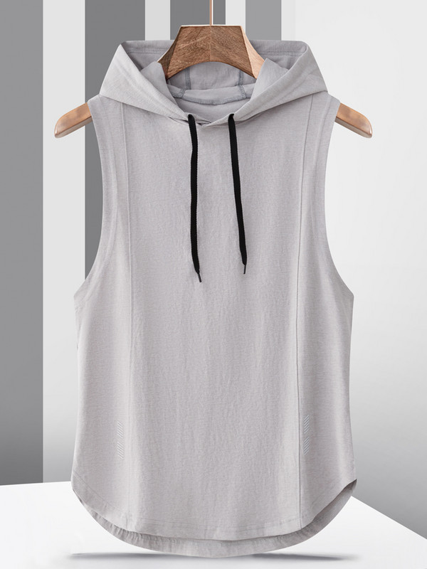 Suvised kapuutsiga meeste varrukateta dressipluus Kulturismivest Spordirõivad Treening Jõusaalitopid Meeste riided