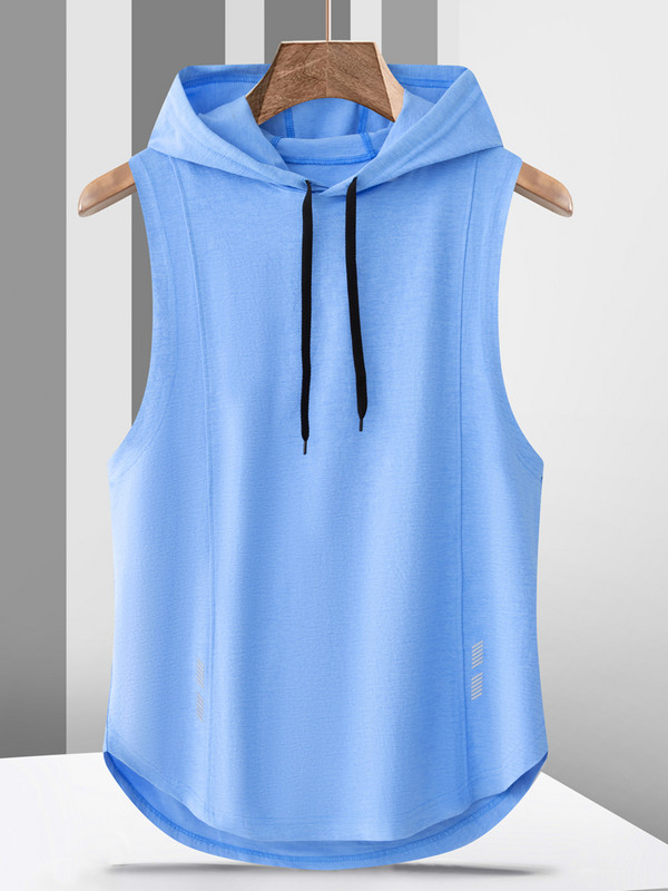 Suvised kapuutsiga meeste varrukateta dressipluus Kulturismivest Spordirõivad Treening Jõusaalitopid Meeste riided