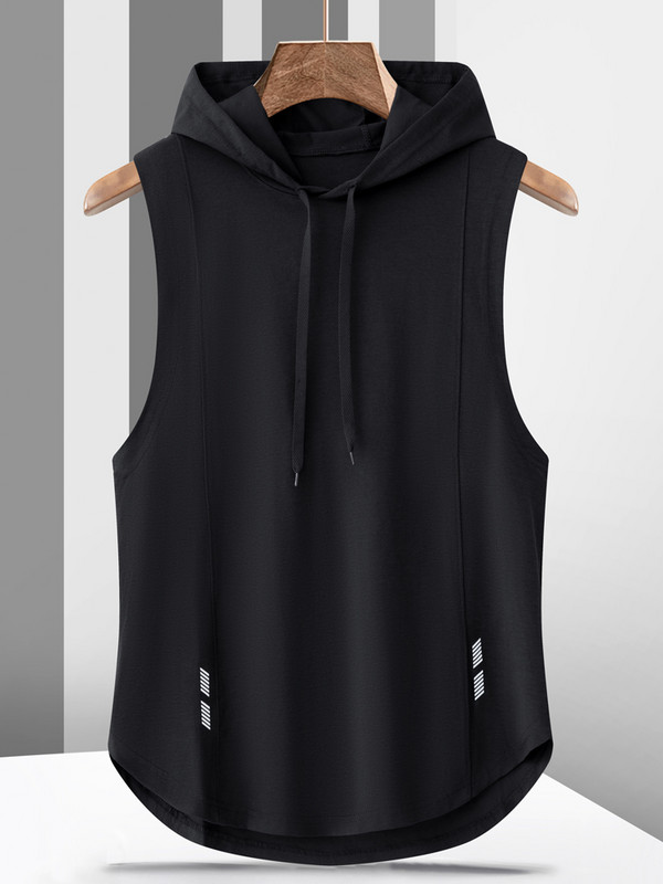 Suvised kapuutsiga meeste varrukateta dressipluus Kulturismivest Spordirõivad Treening Jõusaalitopid Meeste riided