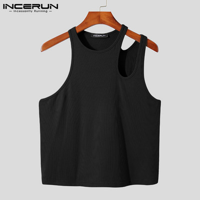 Sexy Leisure Νέα Ανδρικά, χαλαρά, μασίφ, ζεστά γιλέκα εκπτώσεων Comeforable αμάνικα γιλέκα με κούφιο σχέδιο ώμου S-5XL Μπλουζάκια INCERUN 2023