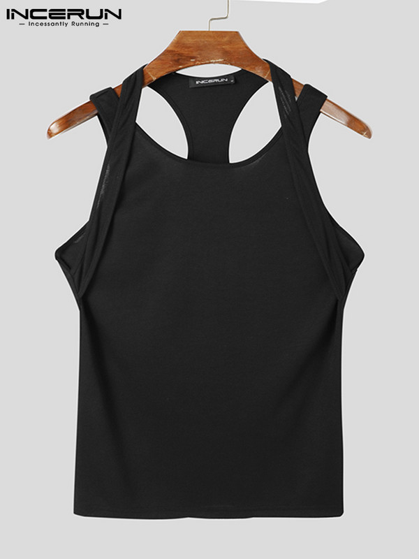 Ležerni, sveobuhvatni, novi muški prsluk s remenima, modni, slobodno vrijeme, vruća rasprodaja, muški, udobni, jednostavni prsluci S-5XL INCERUN majice 2023.